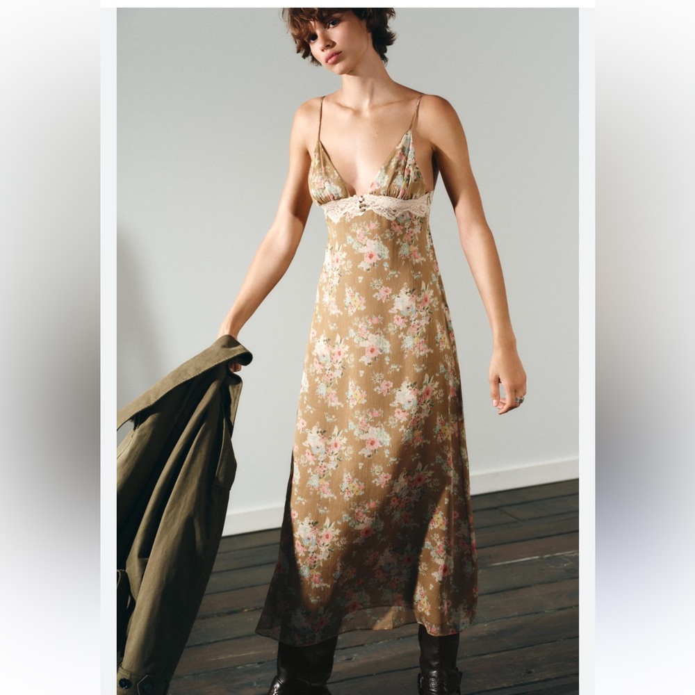 Zara Lace Floral Maxi Dress Romantic Size XS Fairy